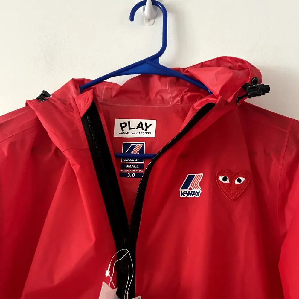 K-Way x Comme Des Garcons Red Windbreaker Jacket NWT Size S